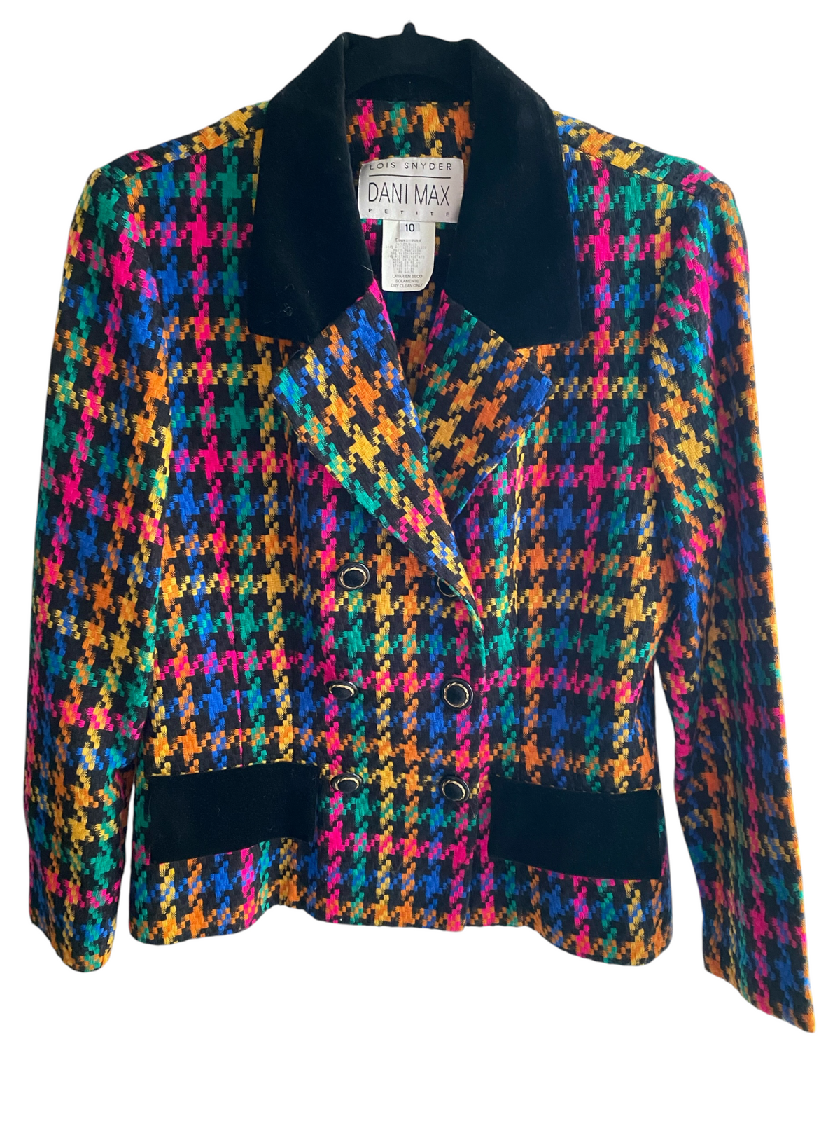 Multi Color Houndstooth Tweed Jacket
