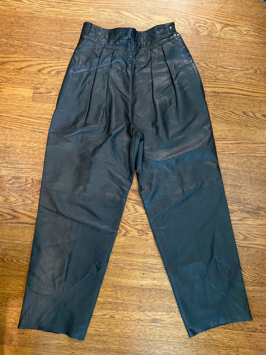1980s Charles Klein Black Leather Trousers