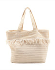 Chanel Logo Cotton Fringe Tote Bag Ivory with Towel and Pochette