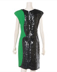 Emilio Pucci  Sequins Rayon Dress Black x Green