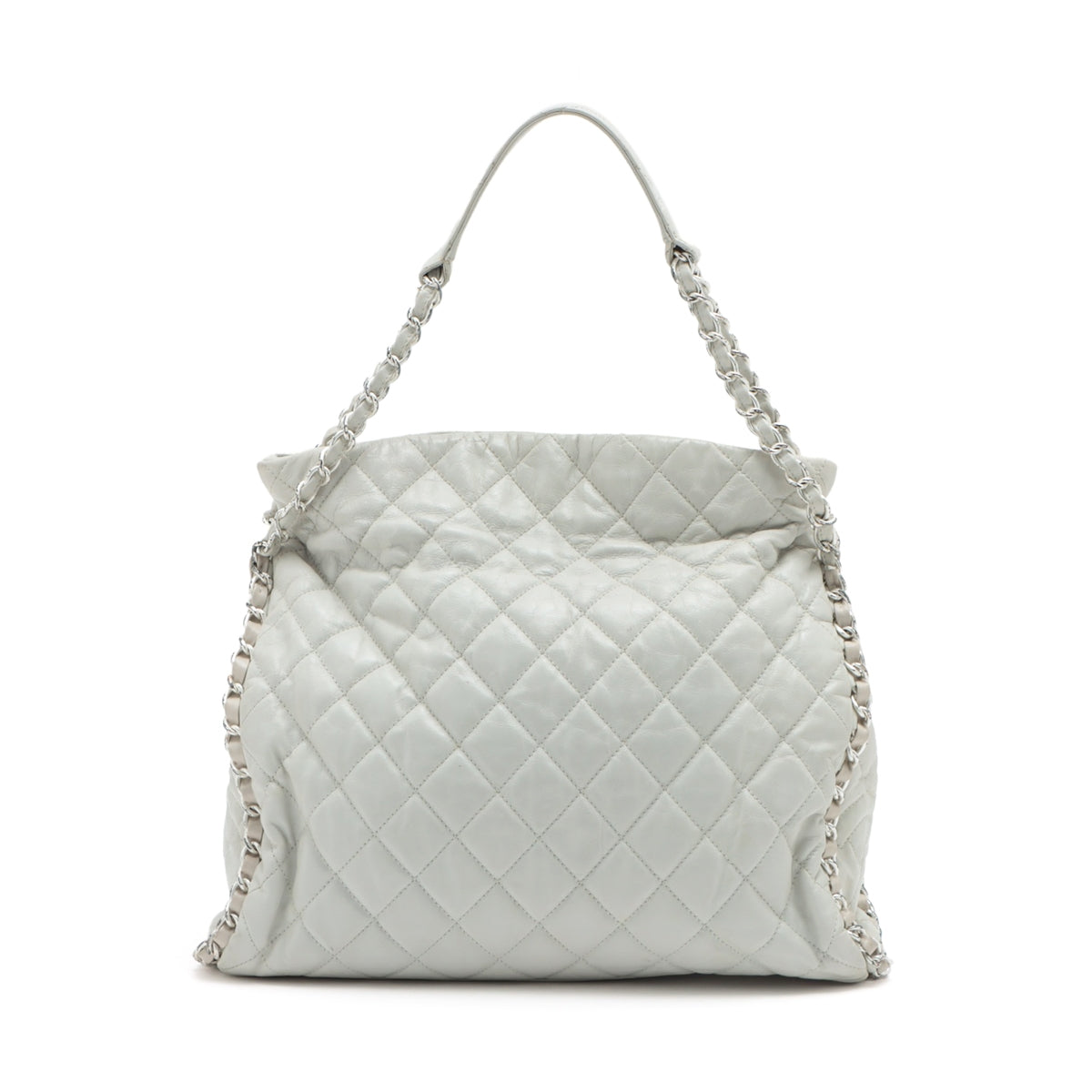 Chanel Matelasse Leather Chain  Hobo Shoulder Bag White