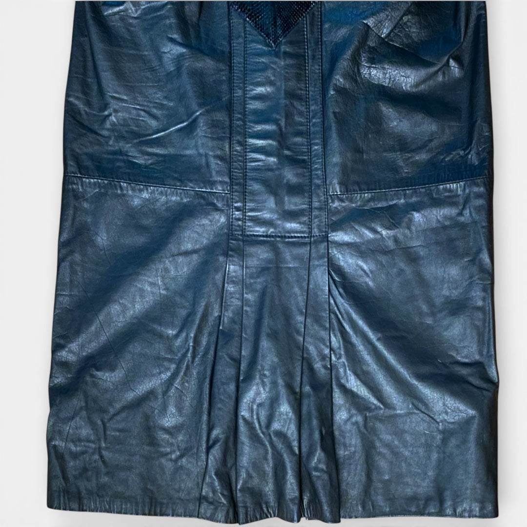 Leather Skirt with Snakeskin Front