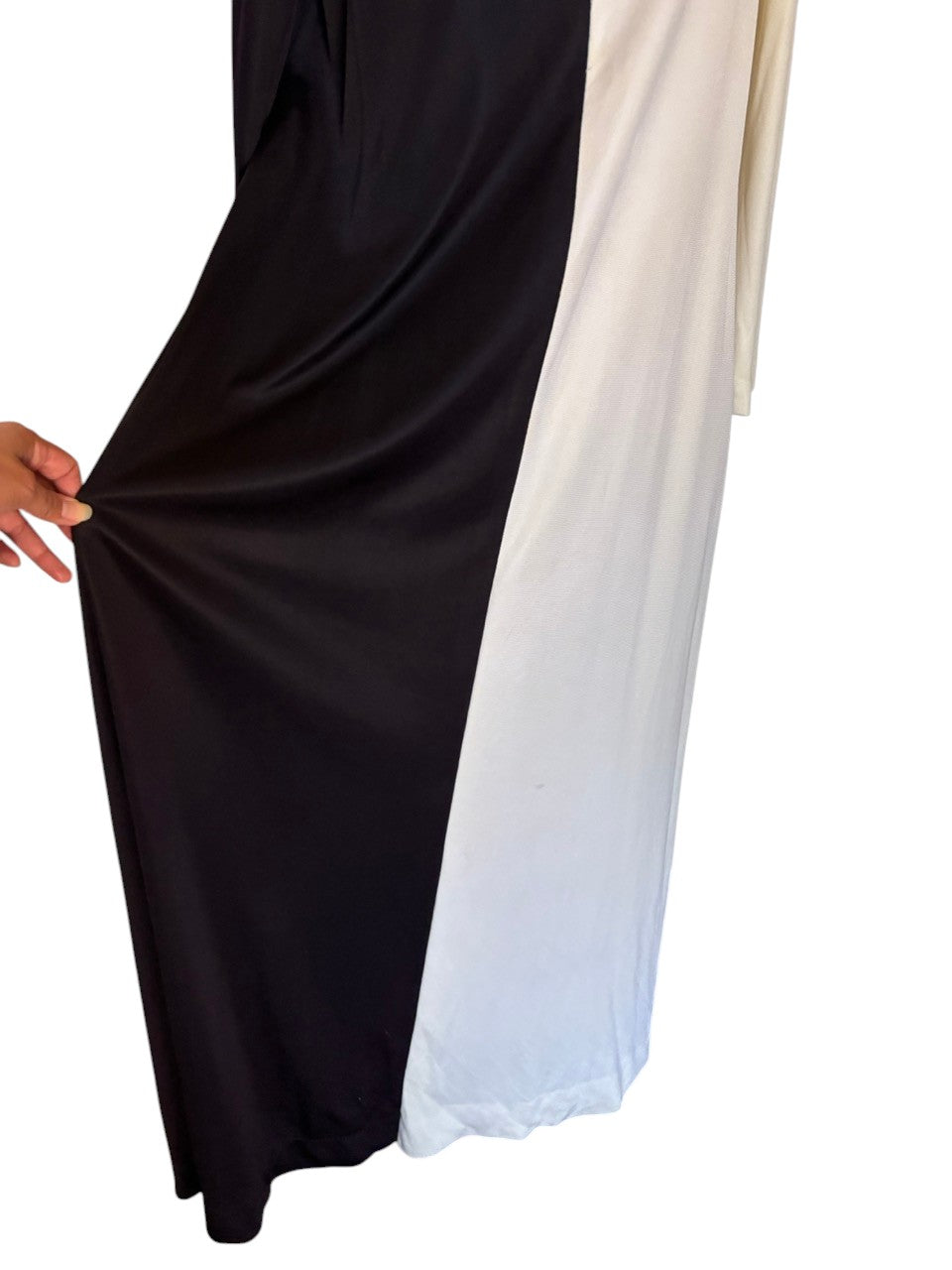 Late 60s Black White Colorblock Maxi Dress