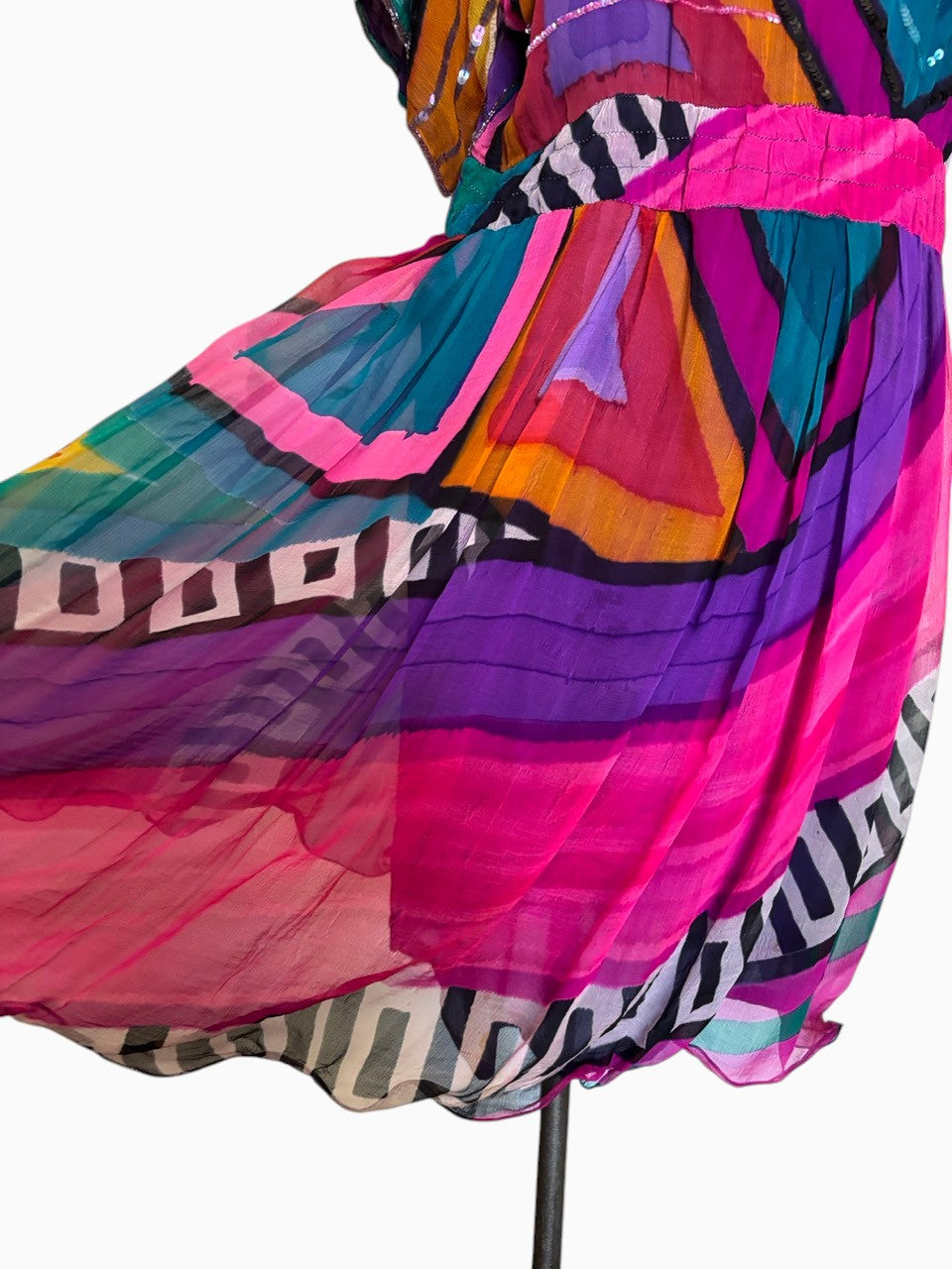 Multi Color Dress Beaded Dolman Sleeves
