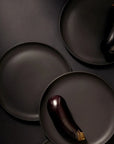 Tunisian 12pc Dinnerware set - Dinner Plate, Side Plate + Bowl - Matte Black