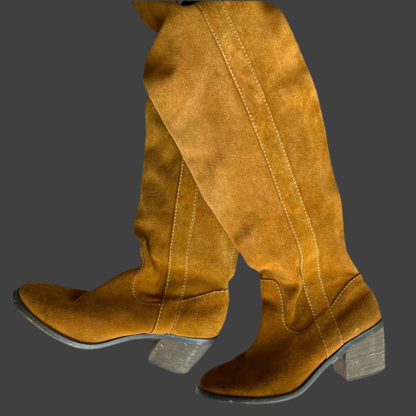 Camel Suede Thigh High Boots