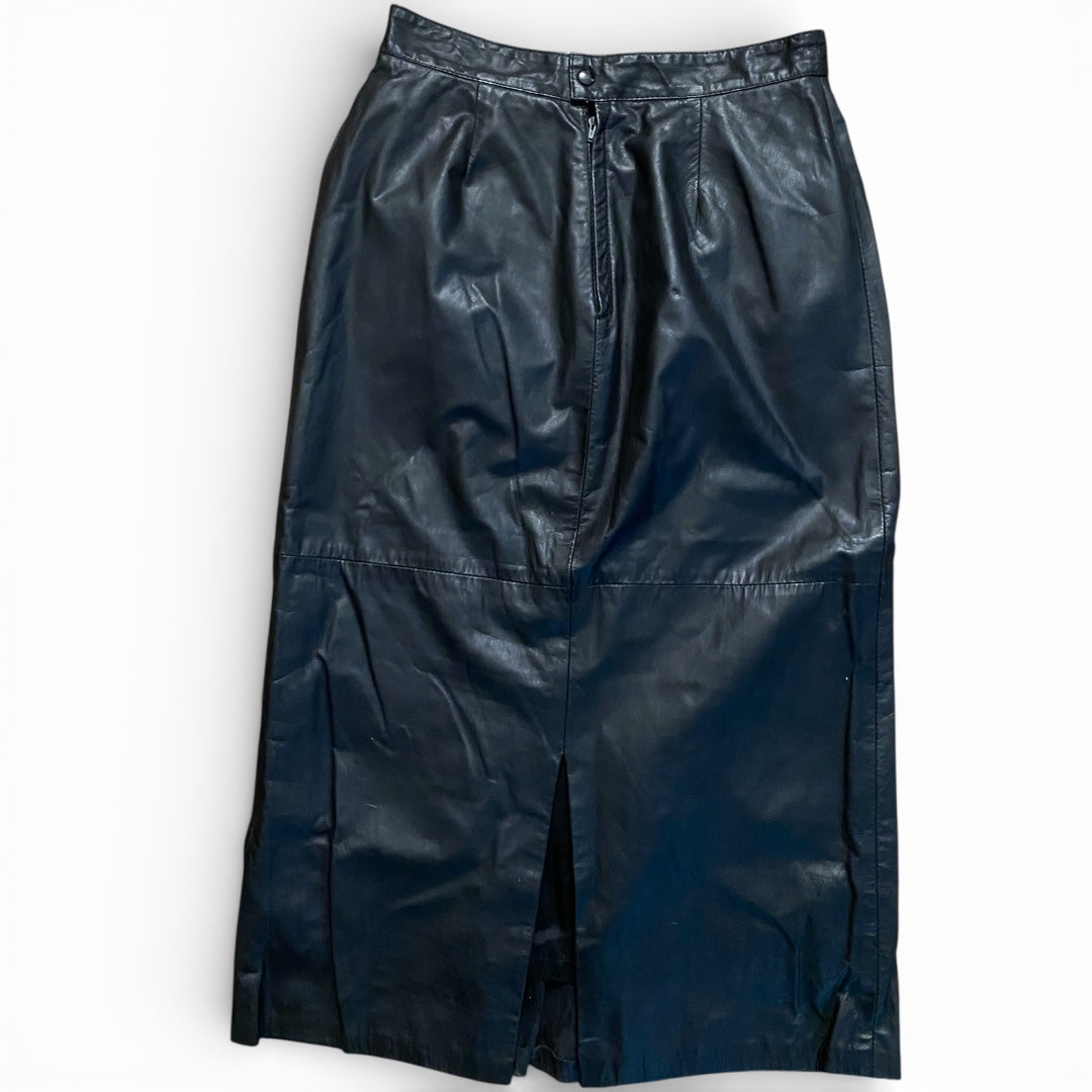 Leather Skirt with Snakeskin Front