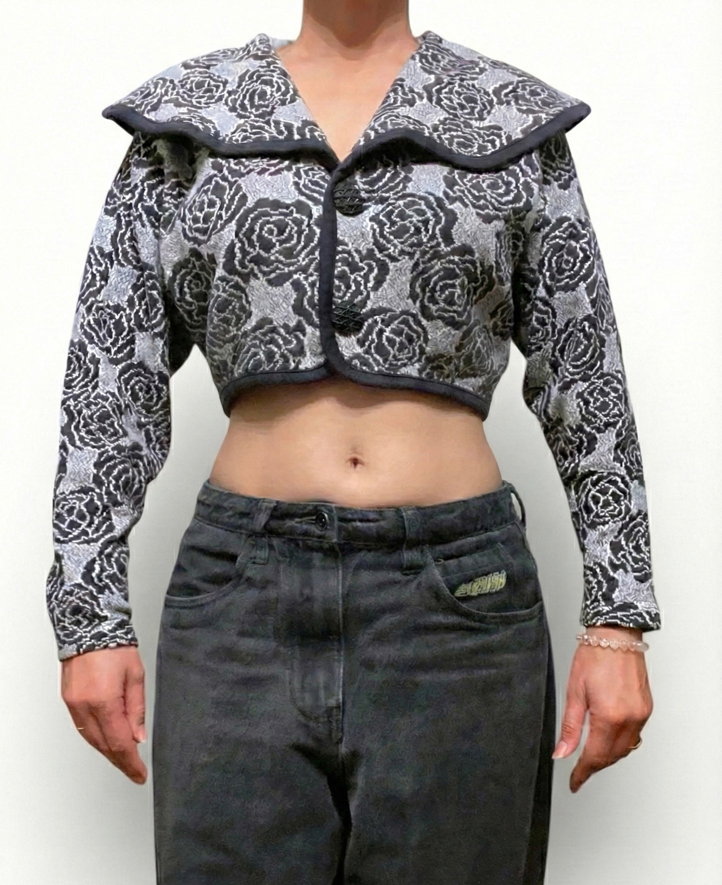 Celia Tejada Knit Rose Jacket Capelet Collar