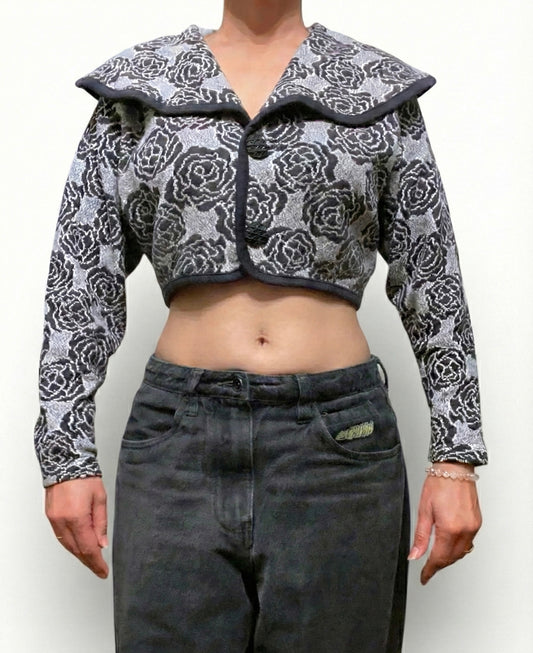 Celia Tejada Knit Rose Jacket Capelet Collar