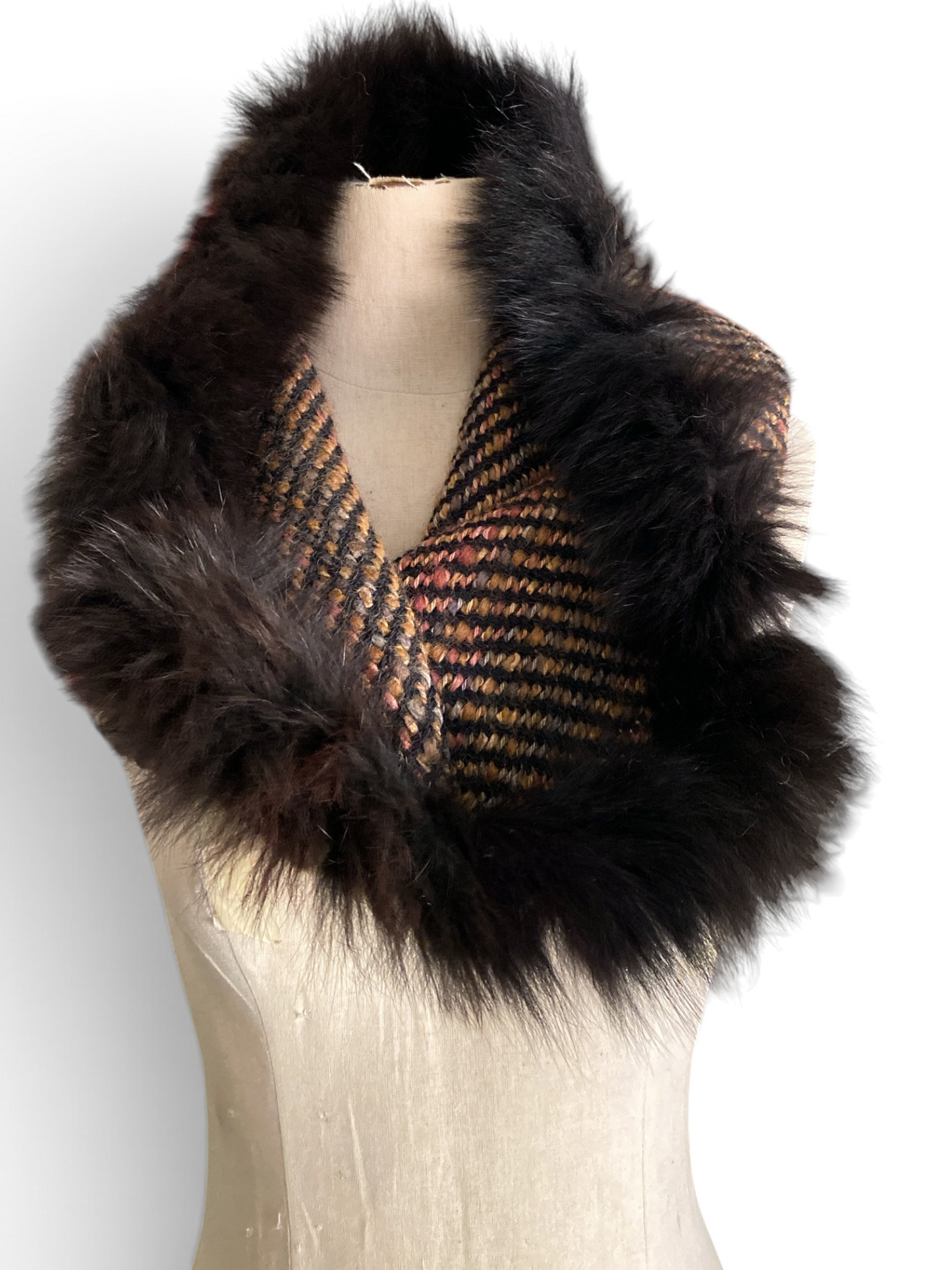 Schjelde Fur Trim Tweed Knit Collar