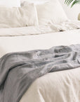 Stone Washed Linen Throw - Oyster