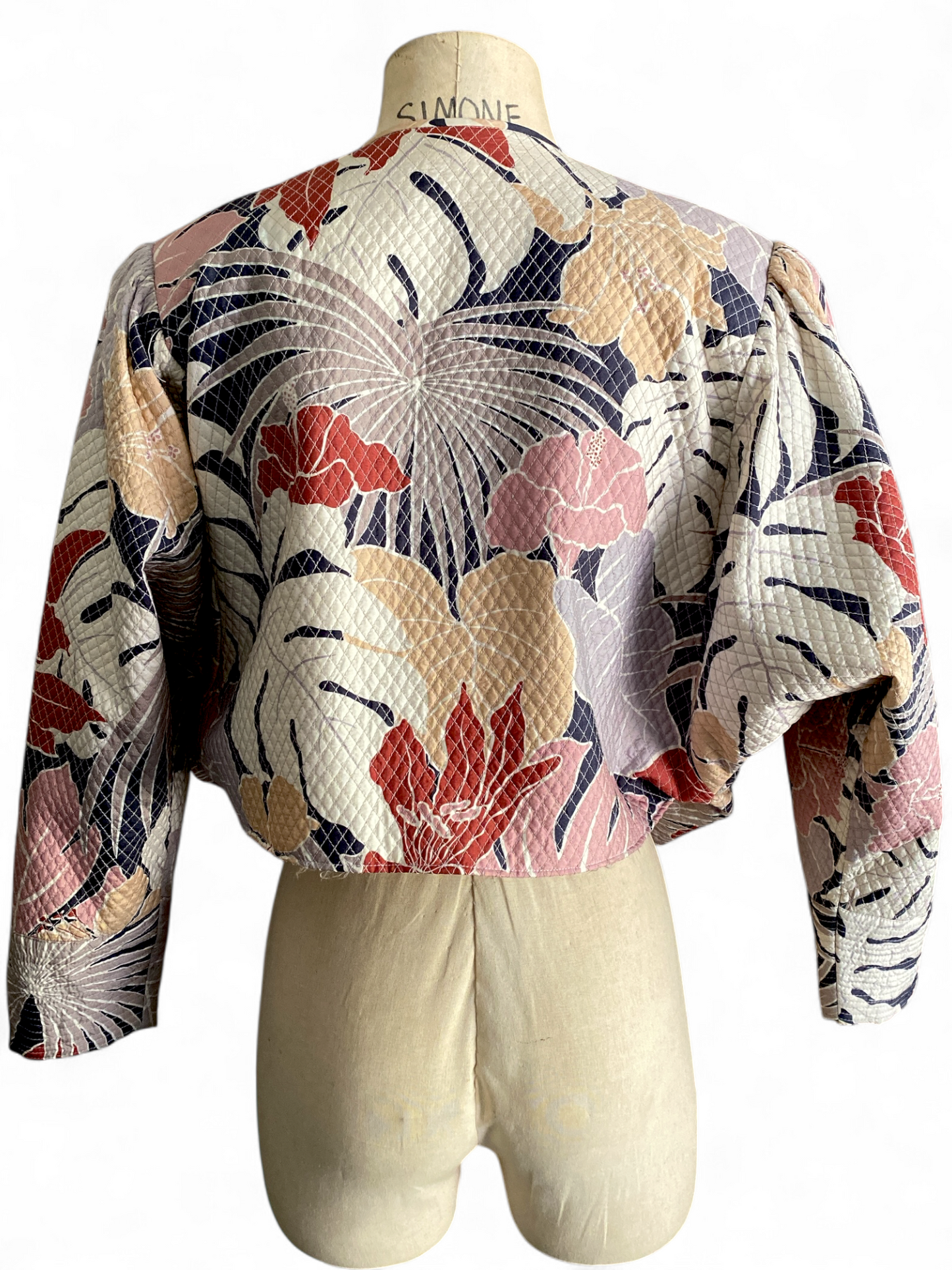 IAMWHATIAM Quilted Tropical Foliage Pointed Jacket