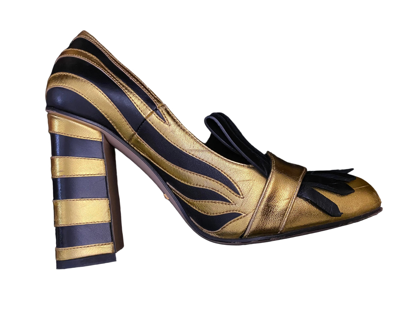 Gucci Marmont Pumps Gold and Black Flame