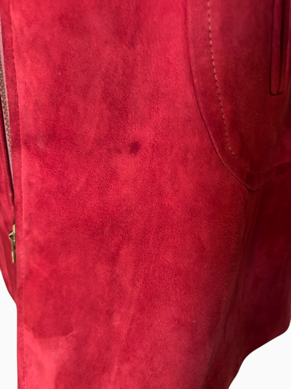 60s Red Suede Jacket Fox Fur Sleeves