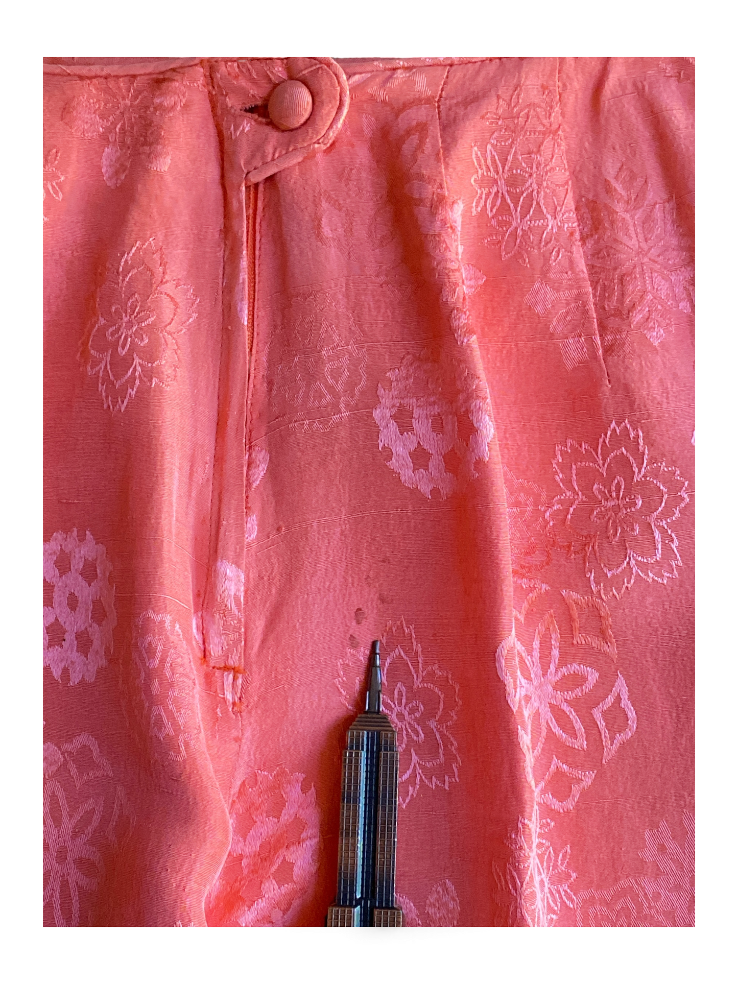 Dynasty Coral Silk Jacquard Pant