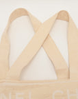 Chanel Logo Cotton Fringe Tote Bag Ivory with Towel and Pochette