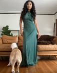 Green Dress with Polka Dots Full Length