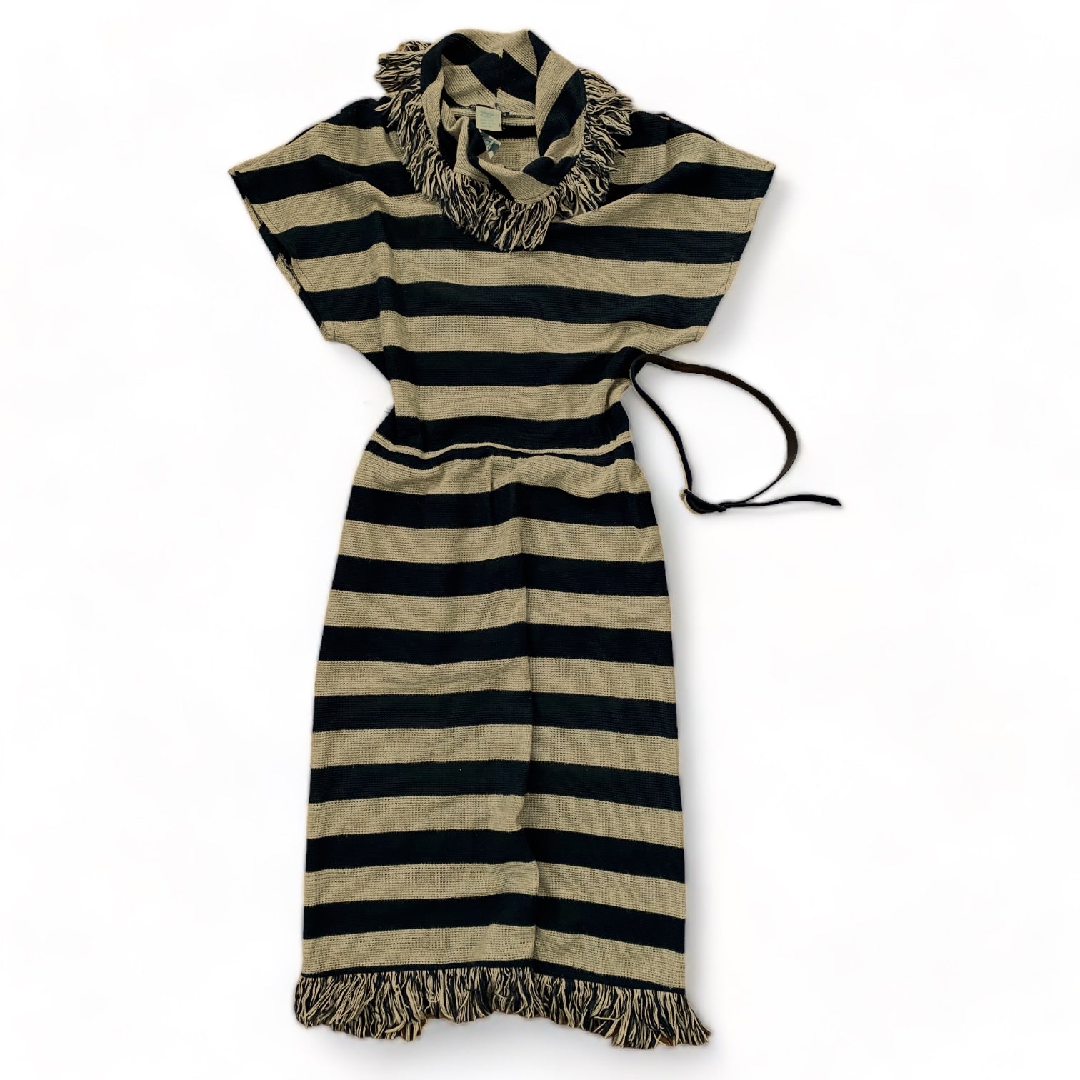 Black Beige Striped Knit Dress