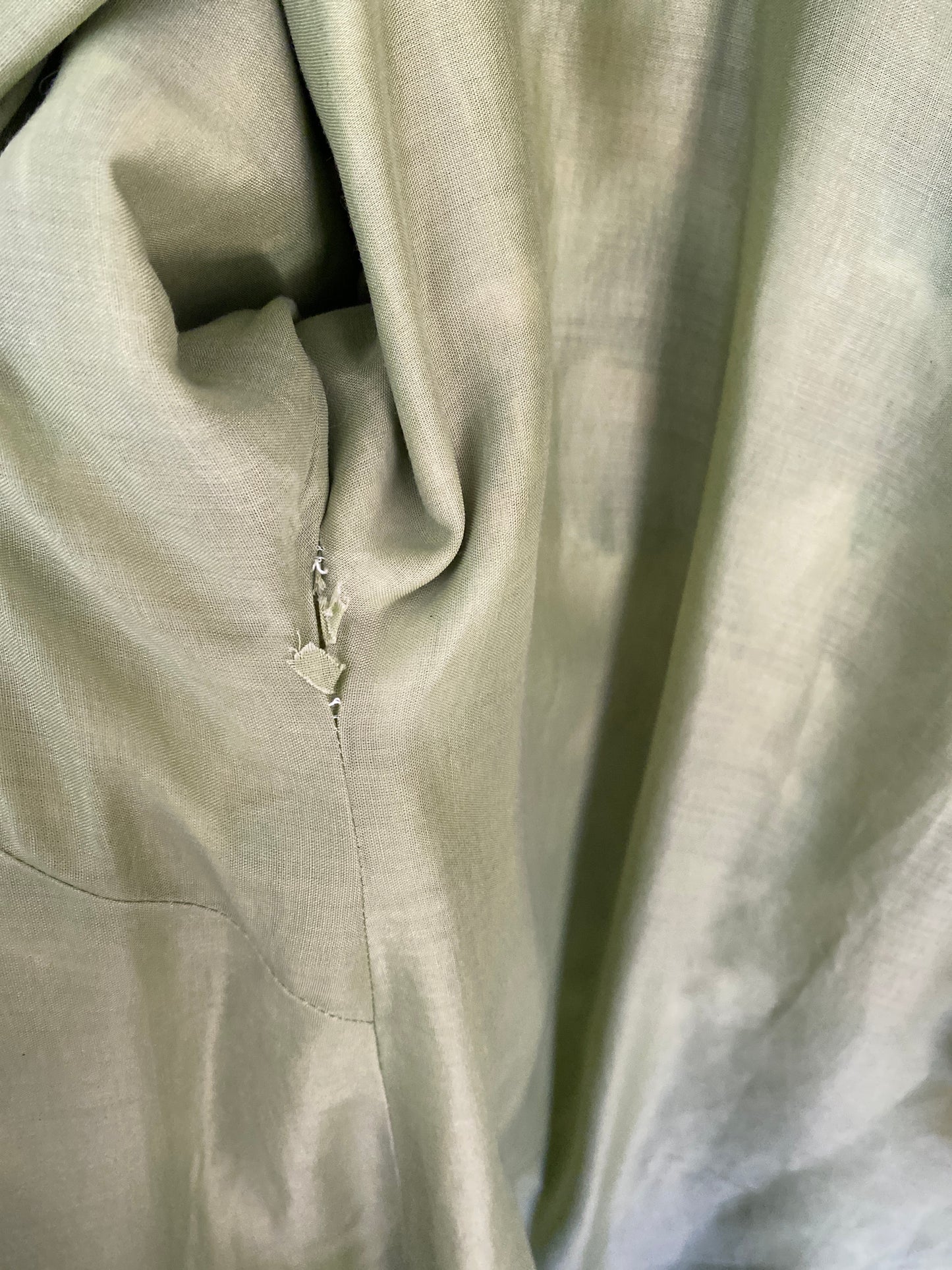 50s 60s Open Coat Abstract Watercolor Print Ruffled Trim