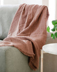 Stone Washed Linen Throw - Ash Rose