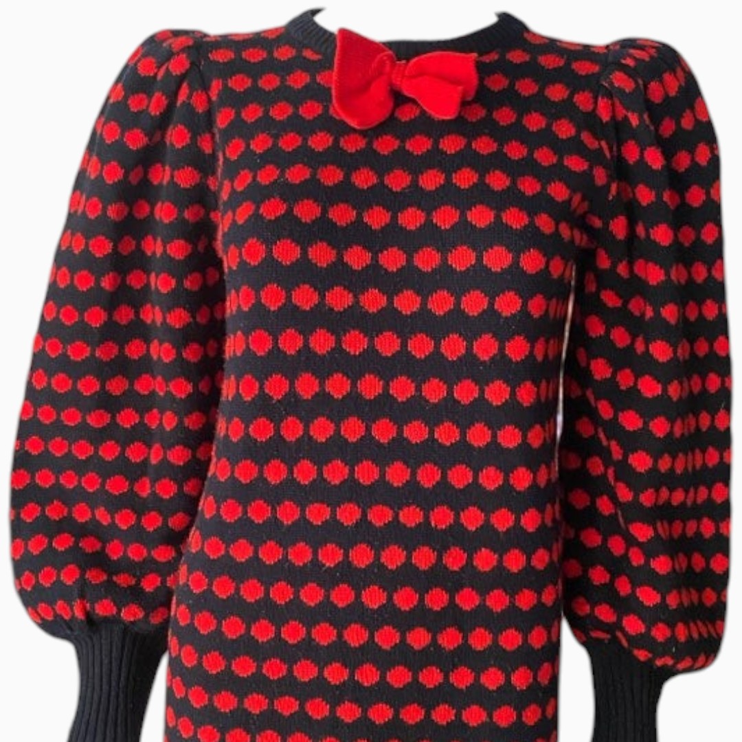Dressy Tessy Navy Dress Red Dots & Bow