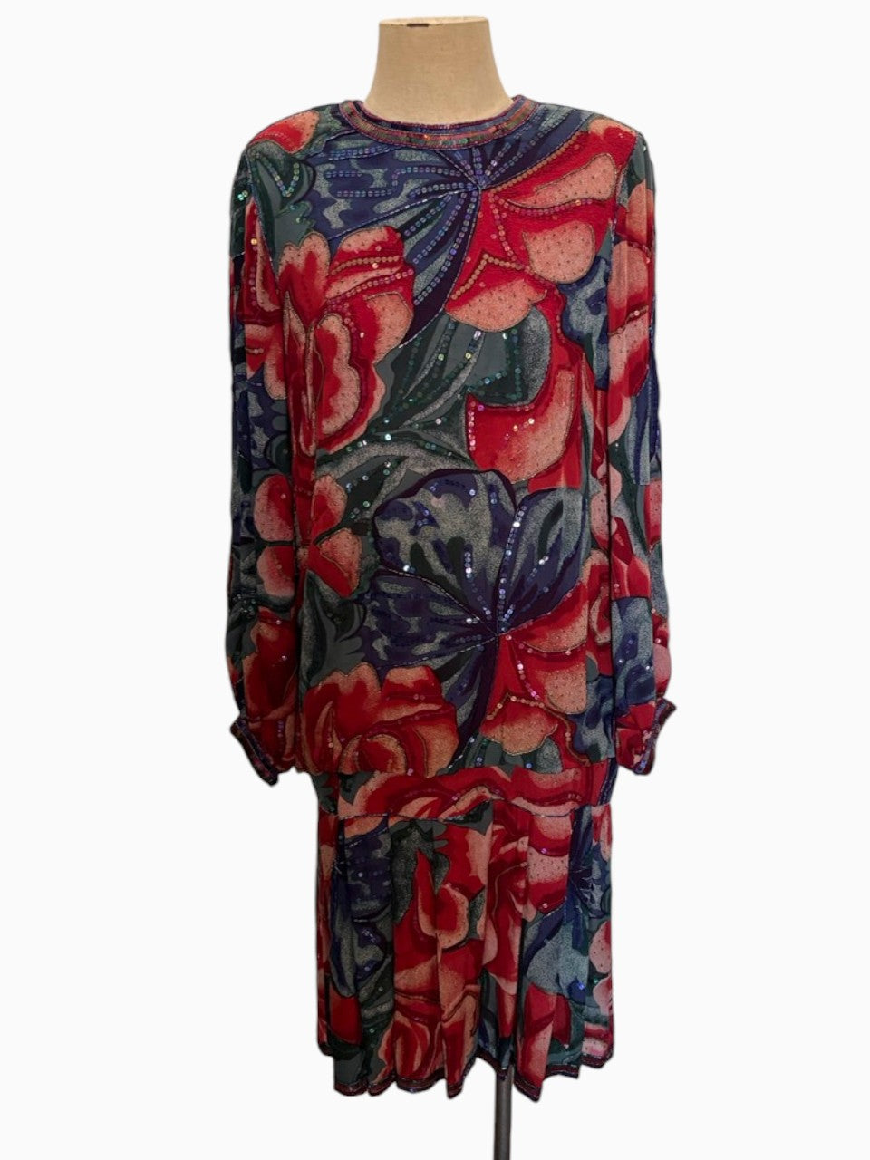Floral Watercolor Print Dropwaist Dress
