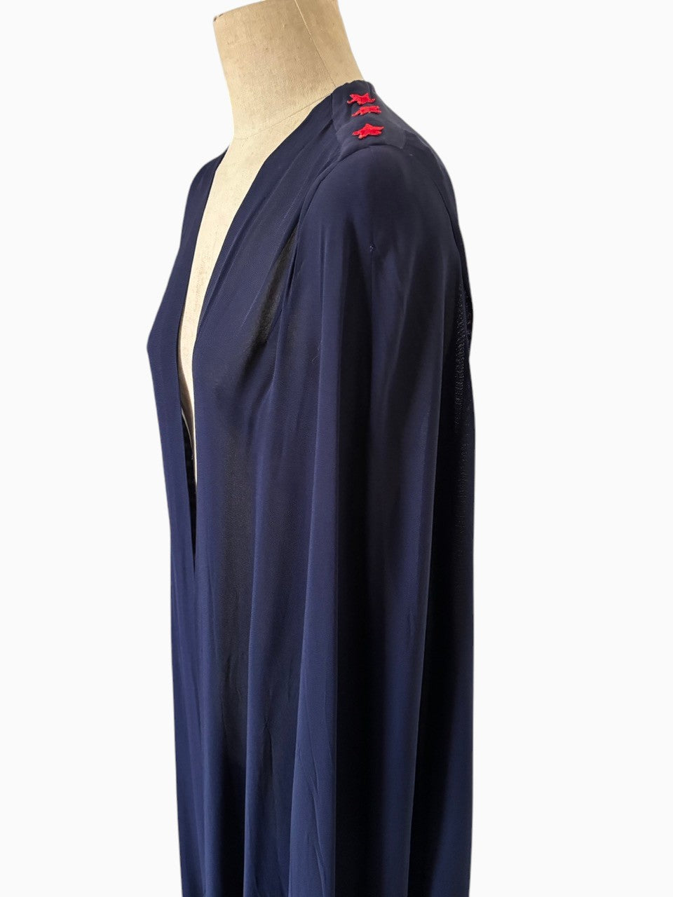 Elegant Navy Blue Crepe Cape Red Star Epaulettes