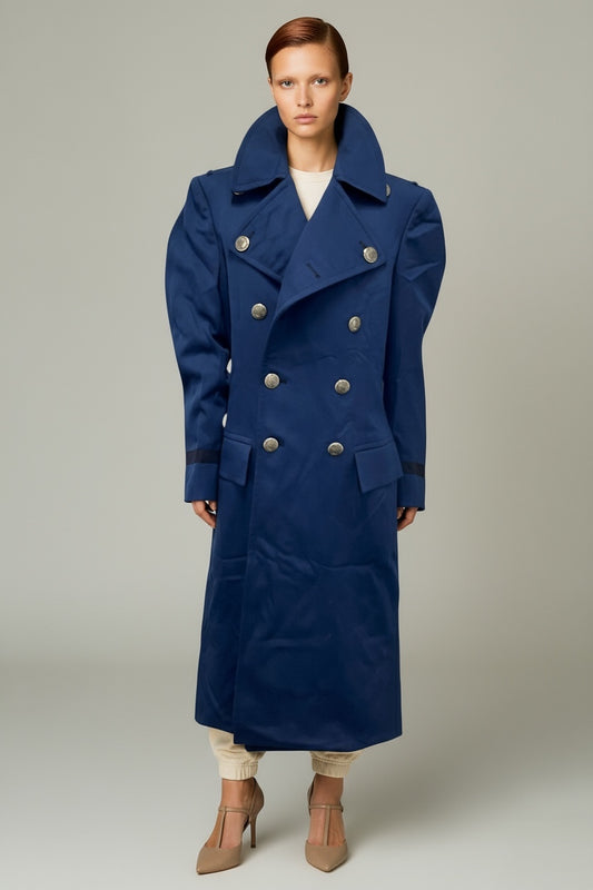 Vintage Blue Naval Military Trench