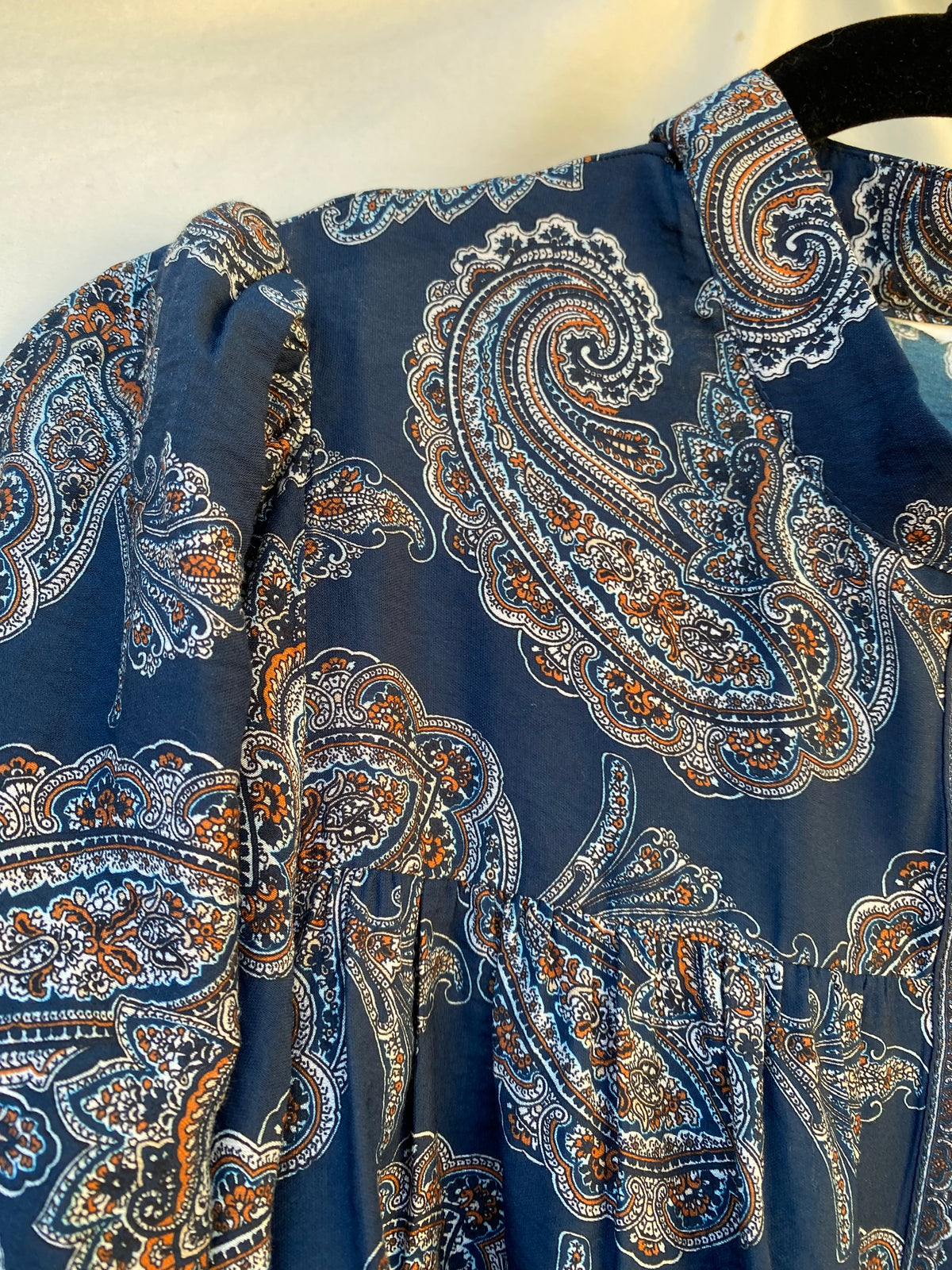 Navy Blue Paisely Boho Mini Dress