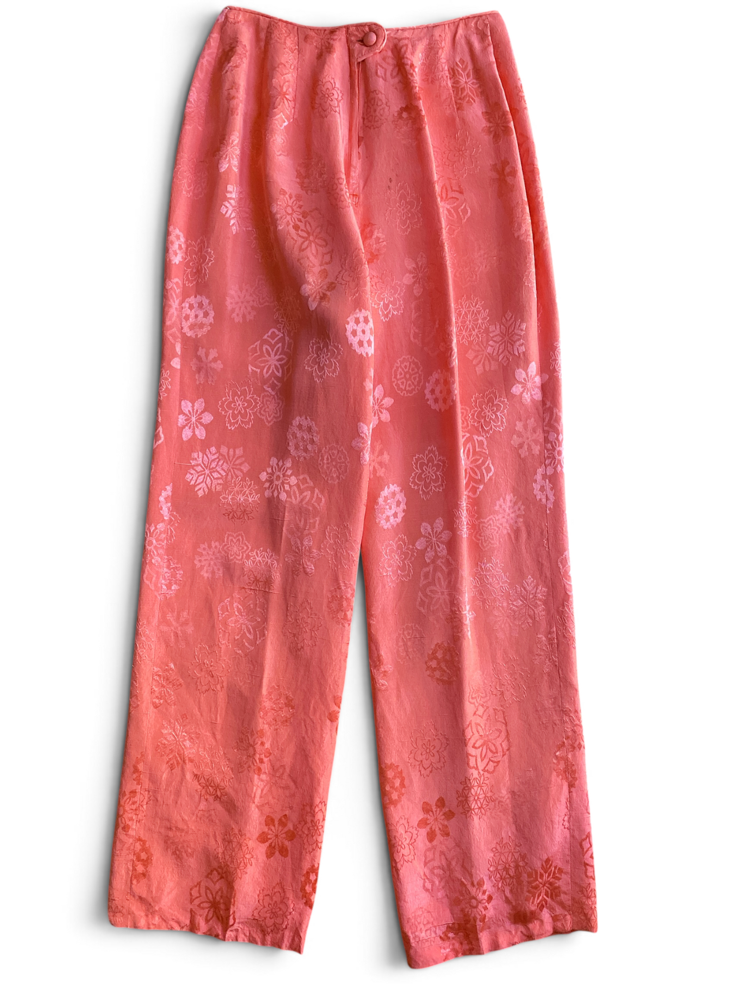 Dynasty Coral Silk Jacquard Pant