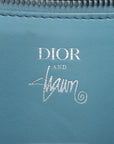 Christian Dior x Shawn Stussy Logo Leather Tote Bag Blue