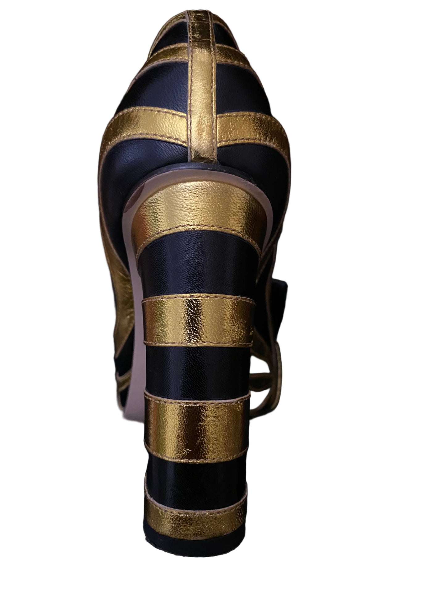 Gucci Marmont Pumps Gold and Black Flame