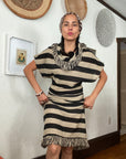 Black Beige Striped Knit Dress