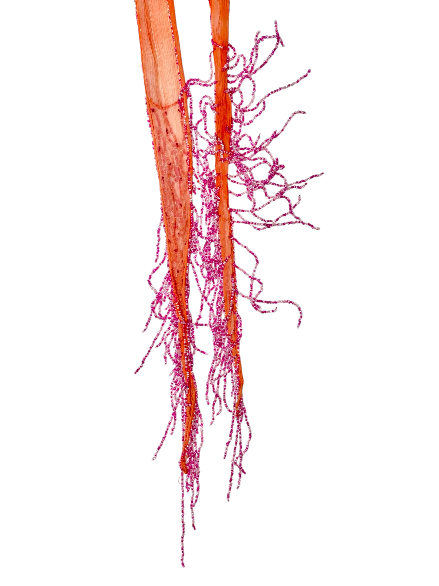Chan Luu silk scarf with pink beaded fringe trim detail