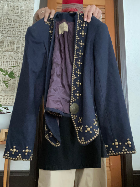 Double DD Studded Wool Tailored Blazer