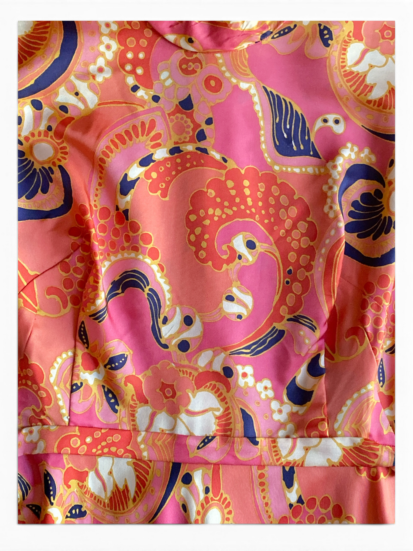 60s Pink Feather Print Dress