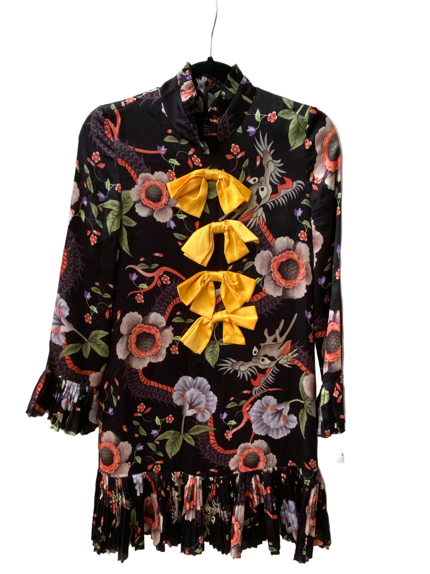 Gucci Pre-Fall 2017 Dragon & Floral Silk Ruffle Dress (Alessandro Michele)