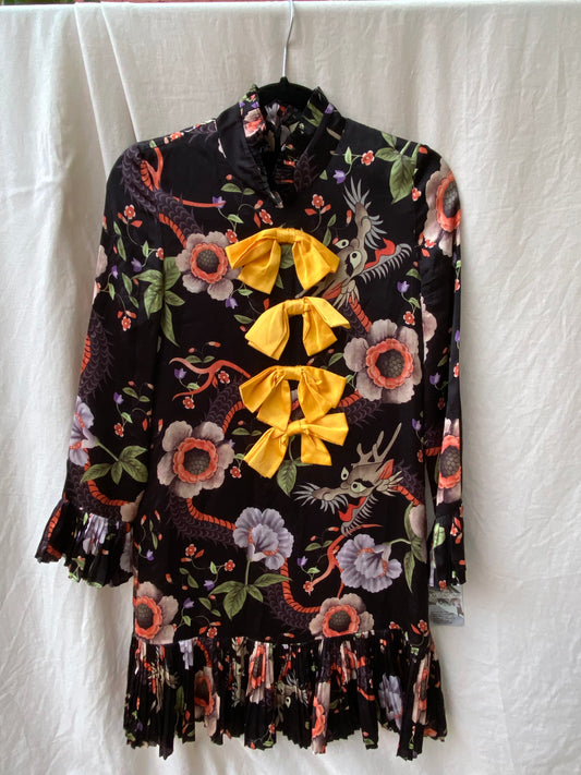 Gucci Pre-Fall 2017 Dragon & Floral Silk Ruffle Dress (Alessandro Michele)