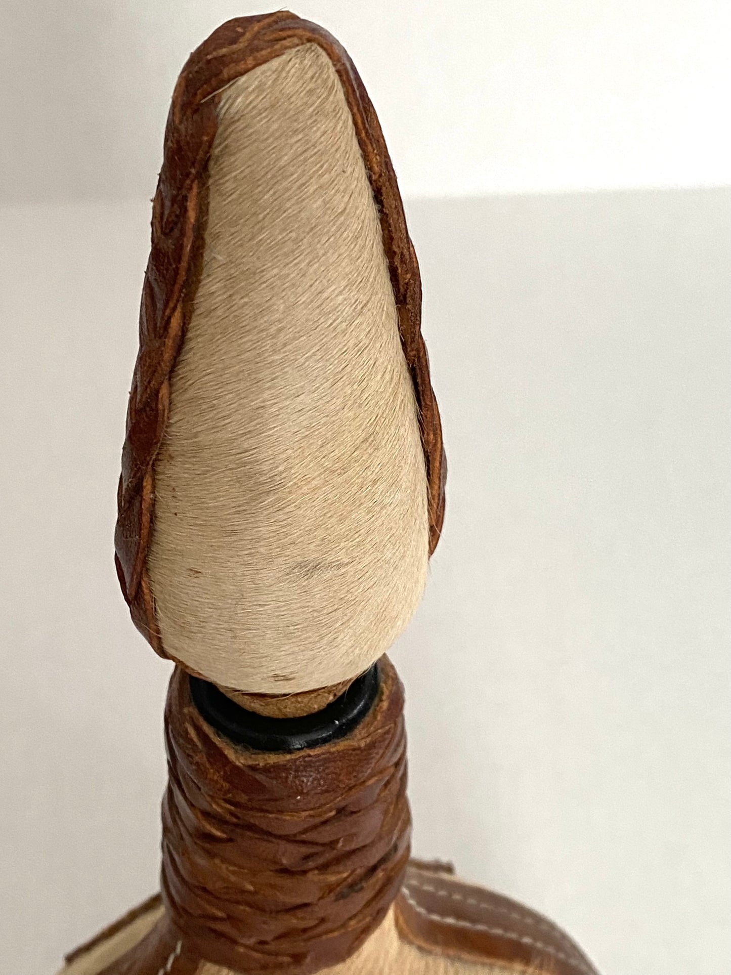 Mid Century Mexican Cowhide Leather Tequila Bottle