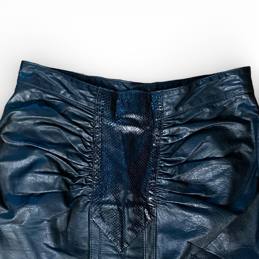 Leather Skirt with Snakeskin Front