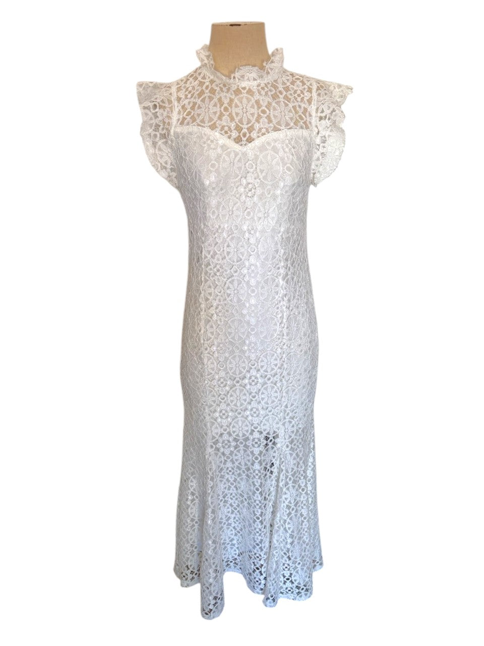 1990s White Lace Maxi