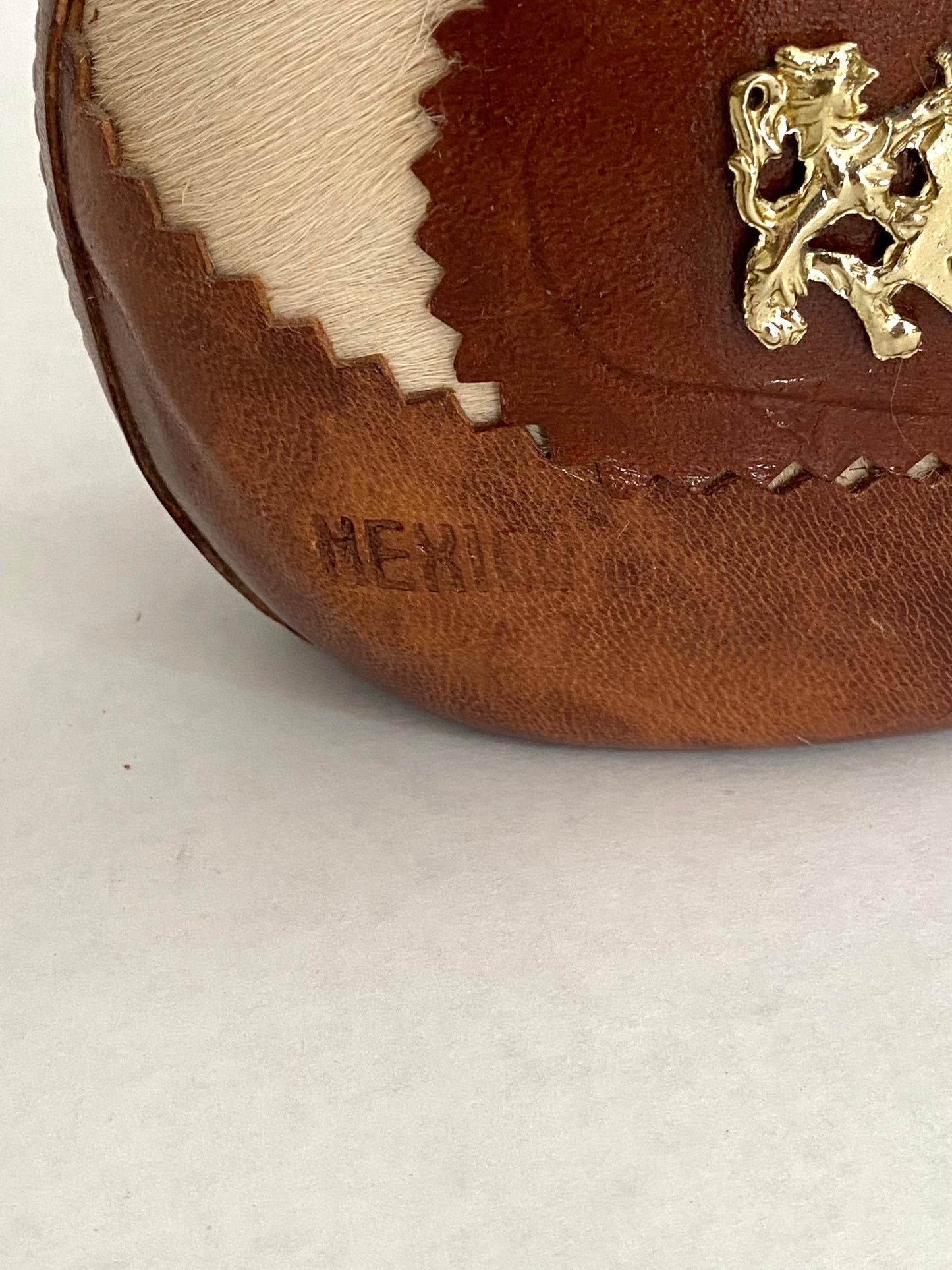Mid Century Mexican Cowhide Leather Tequila Bottle