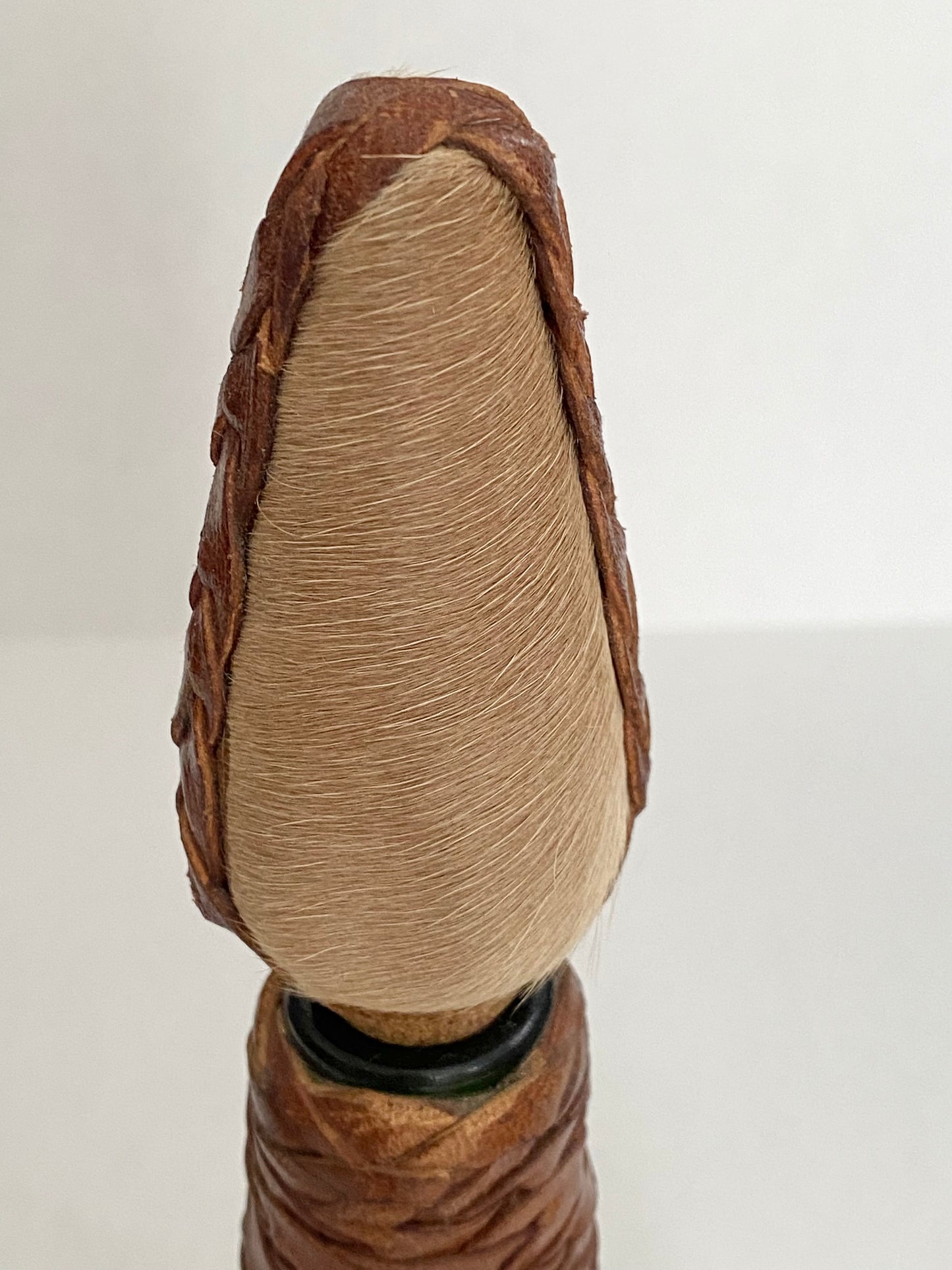 Mid Century Mexican Cowhide Leather Tequila Bottle
