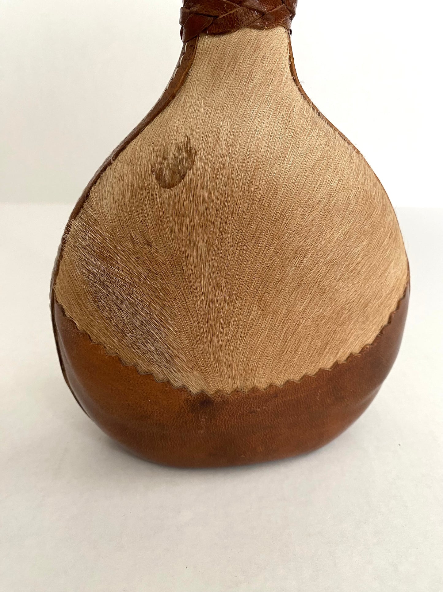 Mid Century Mexican Cowhide Leather Tequila Bottle