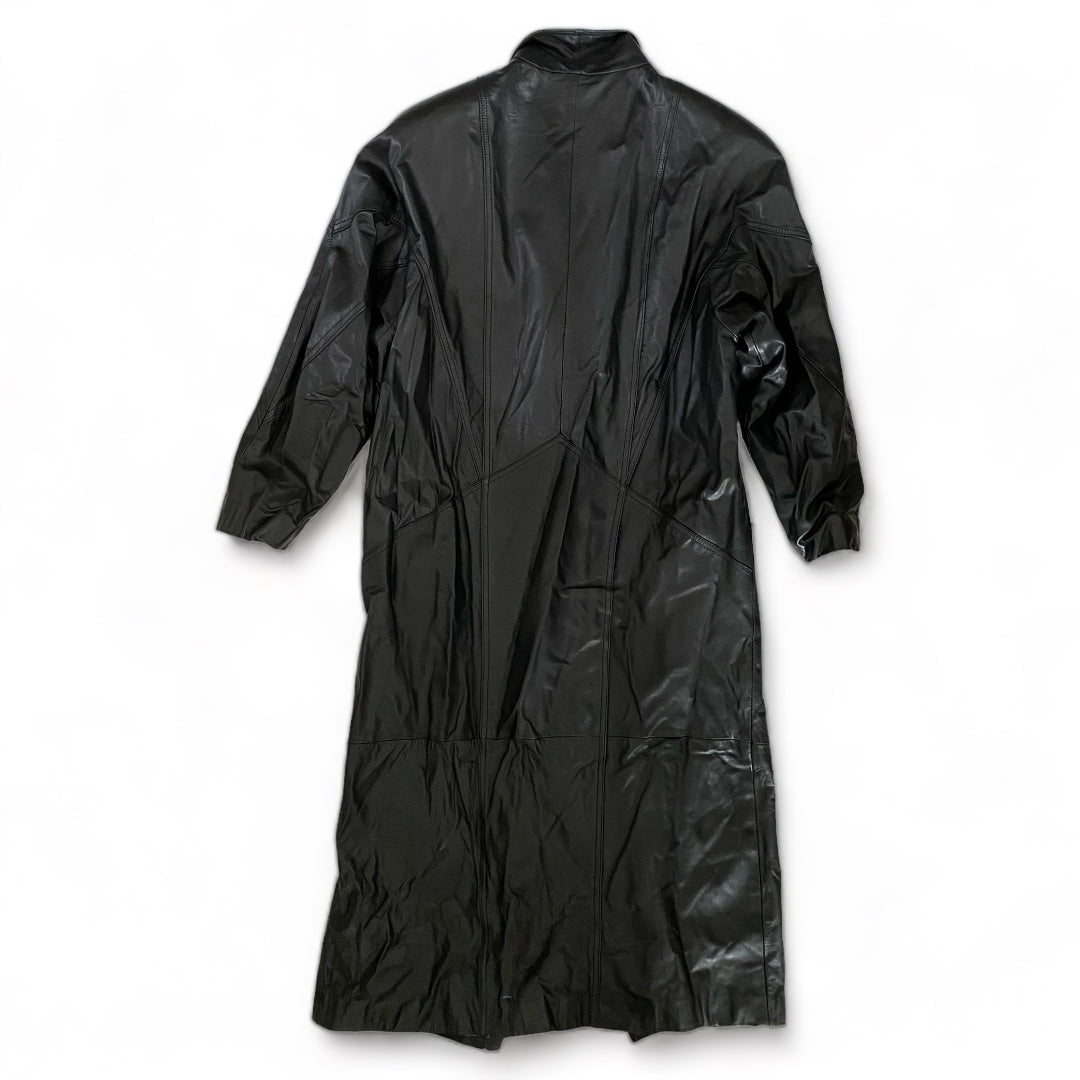 Winlit Black Leather Duster Coat
