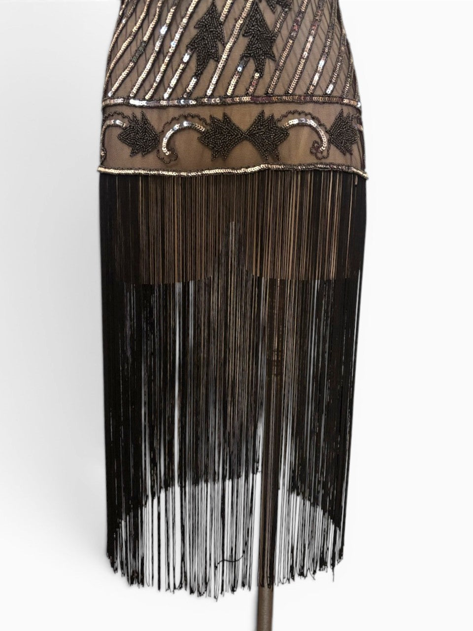 Black Silver 20s Revival Flapper Sheer Dress