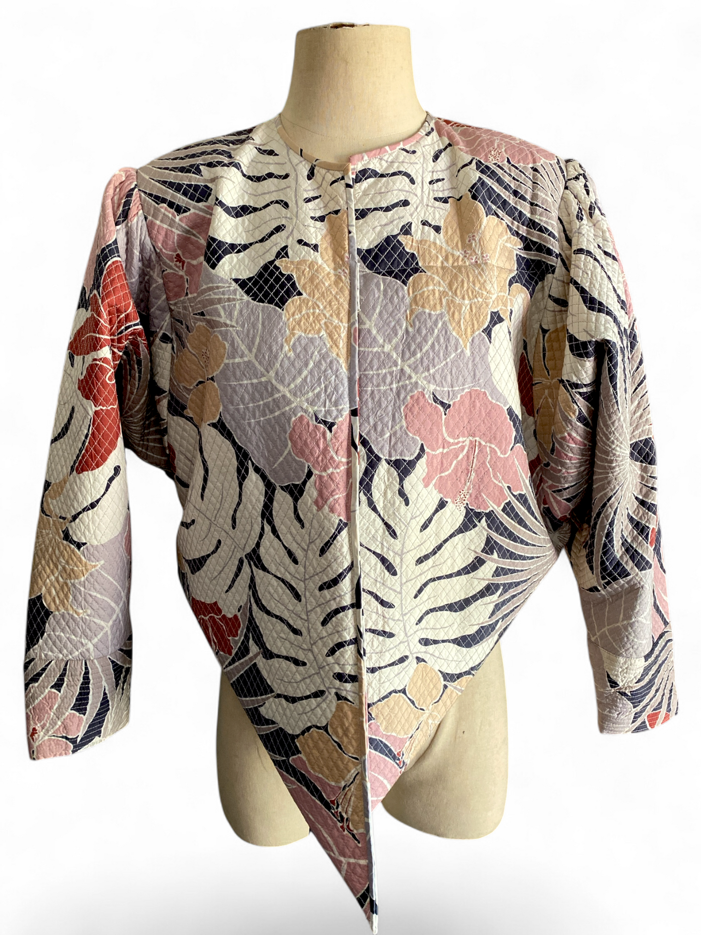 IAMWHATIAM Quilted Tropical Foliage Pointed Jacket