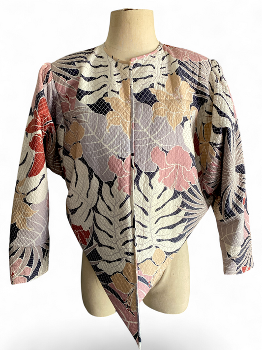 IAMWHATIAM Quilted Tropical Foliage Pointed Jacket