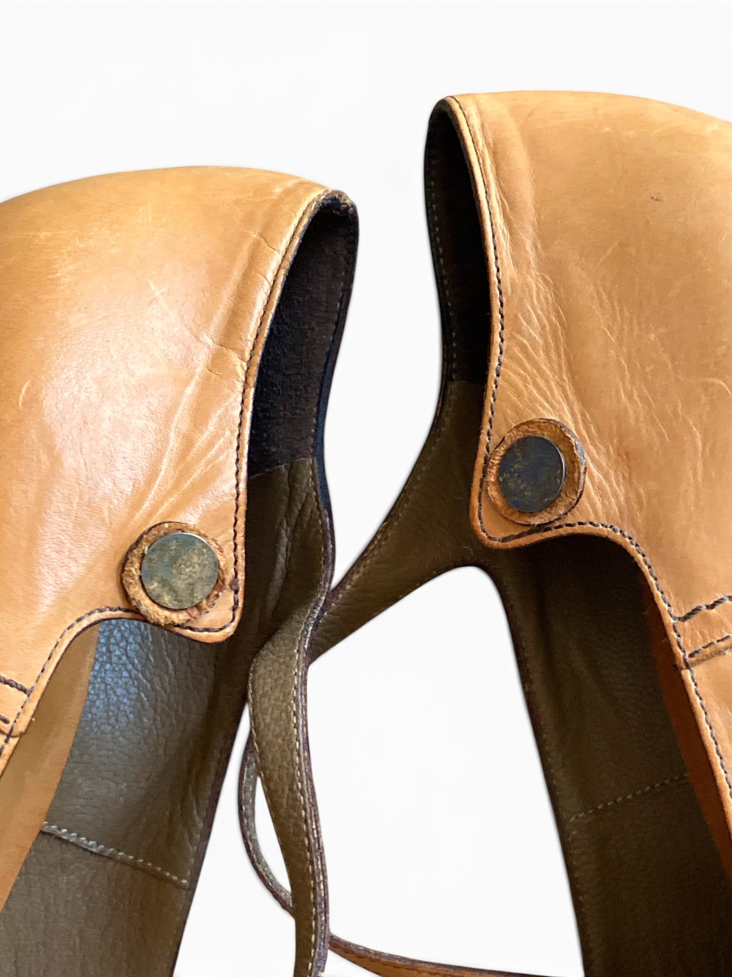 Y2K Prada Tan Maryjane Block Heels