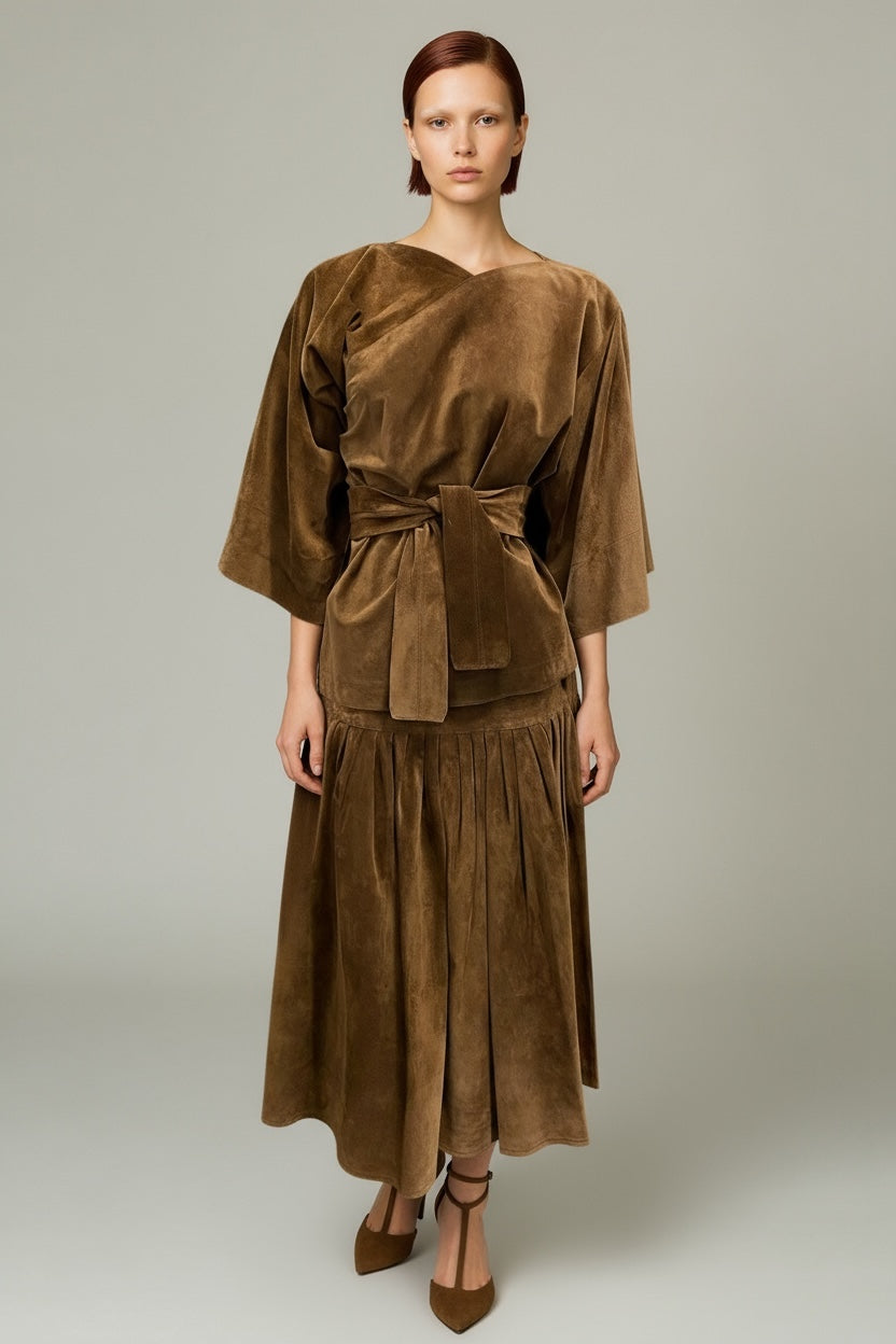 Jean Muir Brown Suede 3-Piece Set